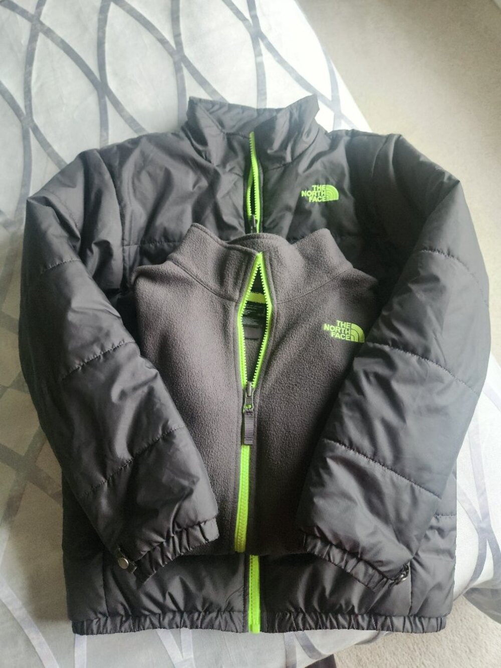 The North Face boys’ vortex triclimate® jacket LARGE (14/16) GRAY w LIME GREEN